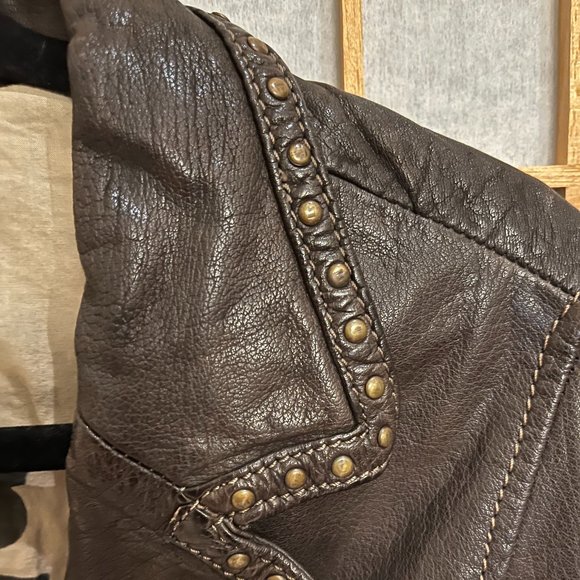 Women's Small Brown Leather with Copper Rivets Jacket by Hidesign - Picture 6 of 9